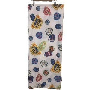 TOMMY HILFIGER Full Flat Sheet Beach Themed Medallions White/Multicolored